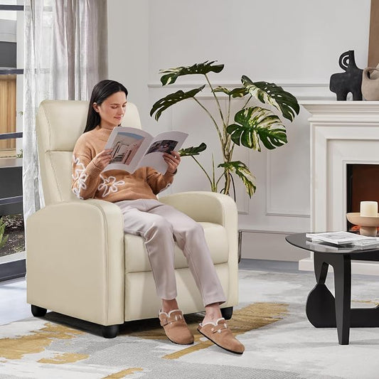 Topeakmart Recliner Chair for Living Room Recliner Sofa Reading Chair Single Sofa Home Theater Seating Modern Reclining Chair Easy Lounge with PU Leather Padded Seat Backrest