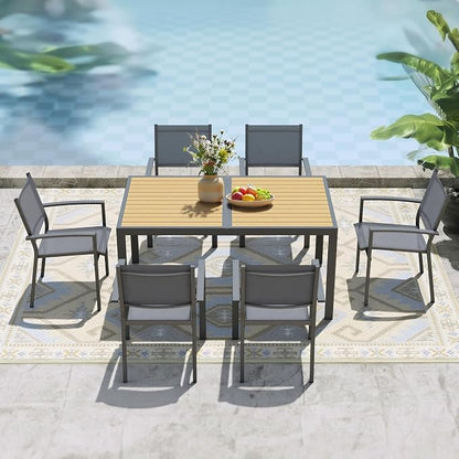 Heavy-Duty Metal Patio Chairs Set of 6, Outdoor Patio Chairs with Breathable Quick-Drying Textilene, Outdoor Chair with 110° Ergonomic High Backrest for Porch, Patio, Garden, Deck, Backyard