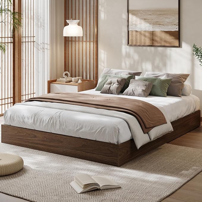 GarveeHome California King Wood Platform Bed Frame,Wooden Bed Frame Without Headboard, Wood Slat Support,No Box Spring Needed, Easy Assembly