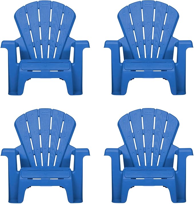 Little Tikes Kids Garden Chair 4 Pack in Blue, Outdoor Toddler Activity Adirondack Chairs for Picnic, Garden, Patio, Backyard & Beach, Outdoor Chair Set