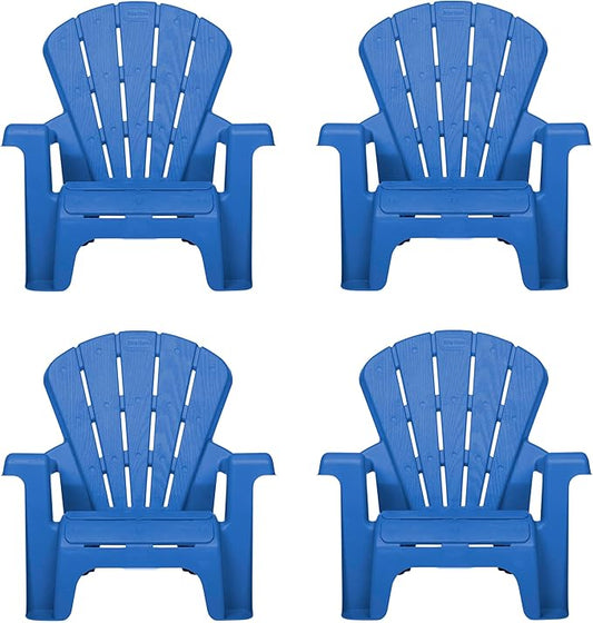 Little Tikes Kids Garden Chair 4 Pack in Blue, Outdoor Toddler Activity Adirondack Chairs for Picnic, Garden, Patio, Backyard & Beach, Outdoor Chair Set