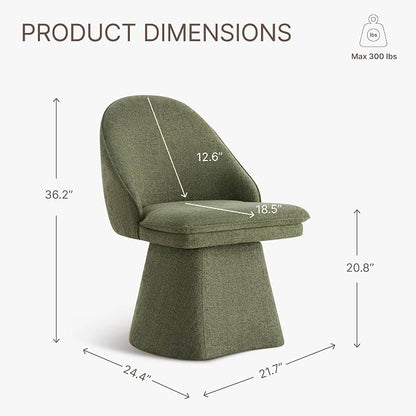 KISLOT Swivel Dining Chairs Modern Desk Chair Upholstered Linen Fabric Side Chair for Kitchen Dining Room Bedroom,Moss Green,2 Box