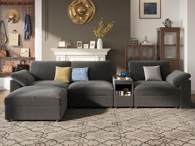 EASE MOOSE Oversized L Shape Sectional Modular Sofa, Extra Large Deep Seat Couch with Versatile Console Modular Cloud Sectional Couch,Removable Washable