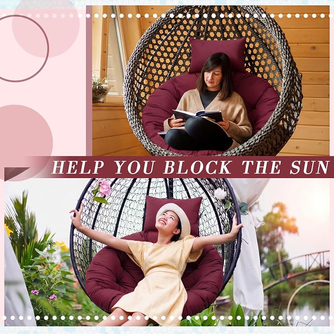 Tudomro Brick Red Egg Chair Cushion Hanging Basket Chair Replacement 45x45 Hammock Basket Swing Waterproof Cushion Hanging Swing Pads with Headrest for Indoor Outdoor Porch Backyard Patio Garden