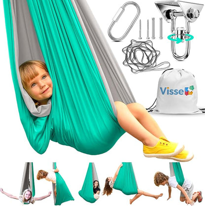 Sensory Swing for Kids Indoor Outdoor - Calming Cocoon Therapy Swing, Holds 300lbs - Hug-Like Sensory Hammock with 360° Swivel Hardware for Autism, ADHD, SPD Support