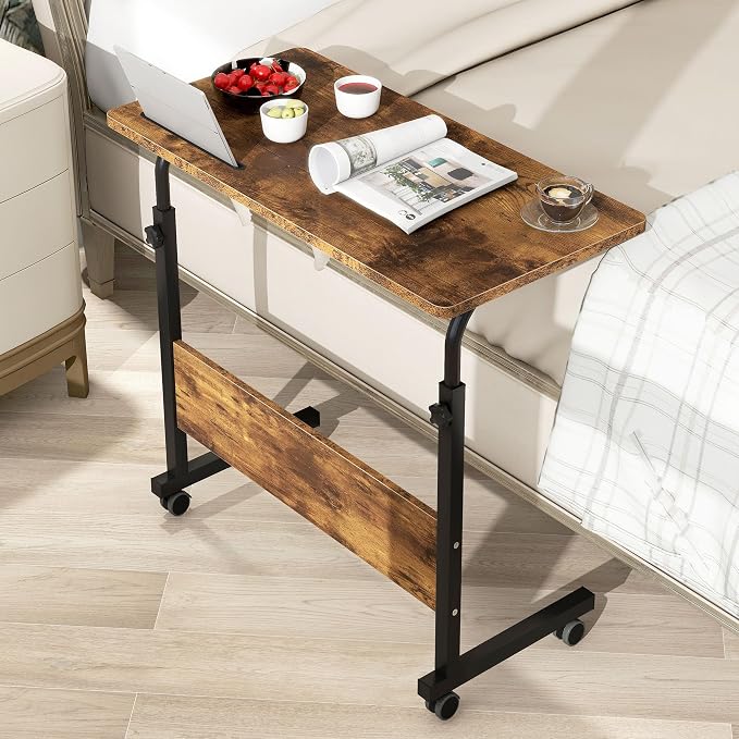 31.5 Inch End Table Computer Desk, Modern Simple Gaming Desk Home Office Desks, Writing Study Table Small Desk, Rustic Brown