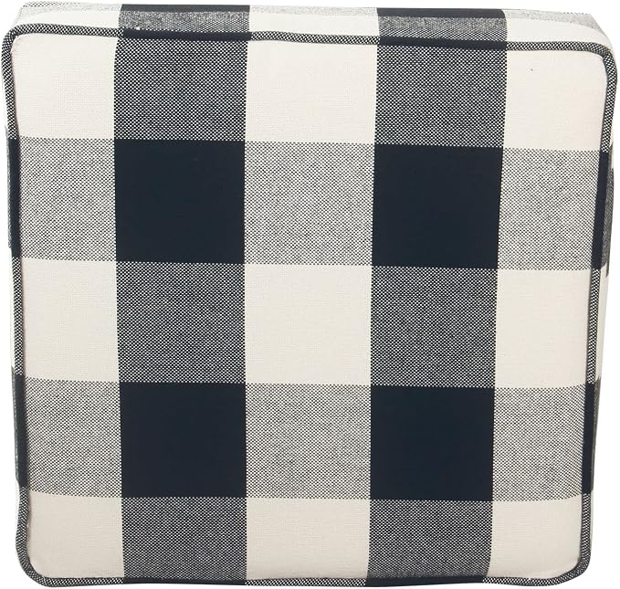 HomePop Home Decor | K7342-F2262| Classic Square Storage Ottoman with Lift Off Lid | Ottoman with Storage for Living Room & Bedroom, Black Plaid Large
