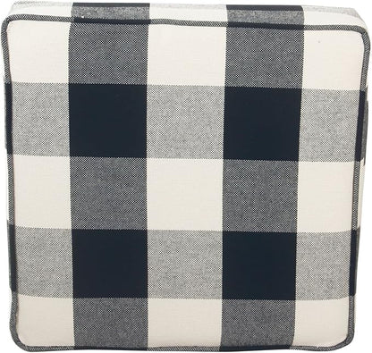 HomePop Home Decor | K7342-F2262| Classic Square Storage Ottoman with Lift Off Lid | Ottoman with Storage for Living Room & Bedroom, Black Plaid Large