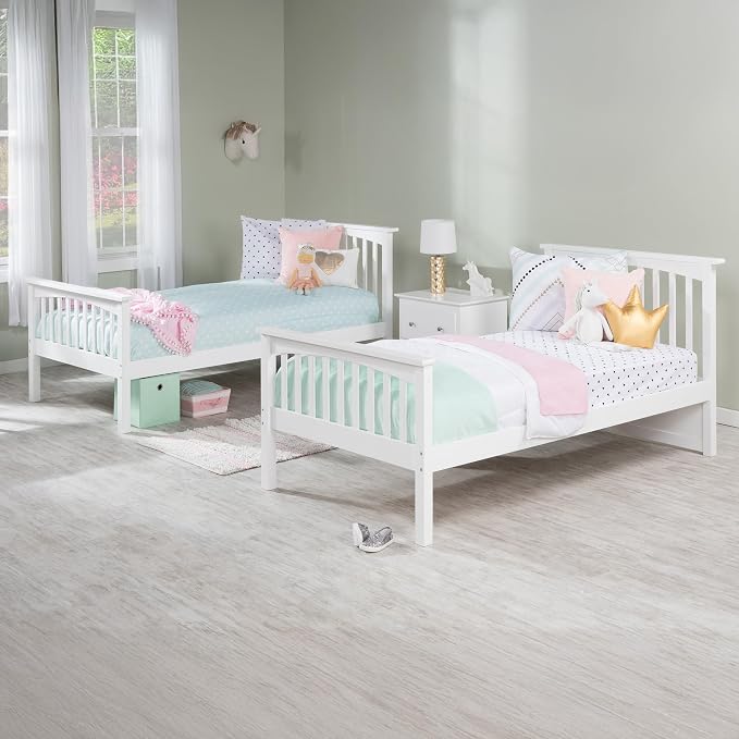 AFI, Columbia Twin Over Twin Ladder Bunk Bed with Storage Drawers, White