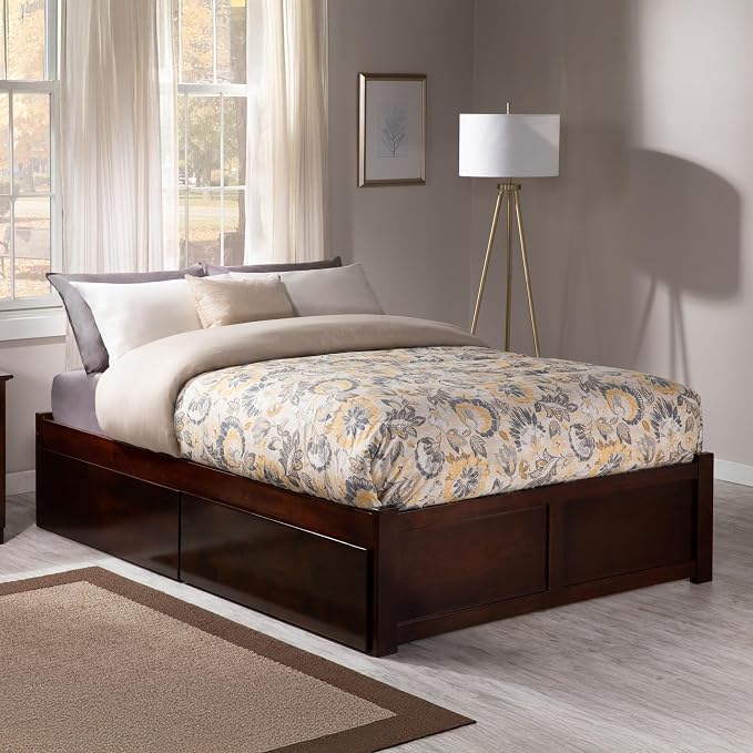 AFI, Concord Full Platform Bed with Footboard & Storage Drawers, Walnut