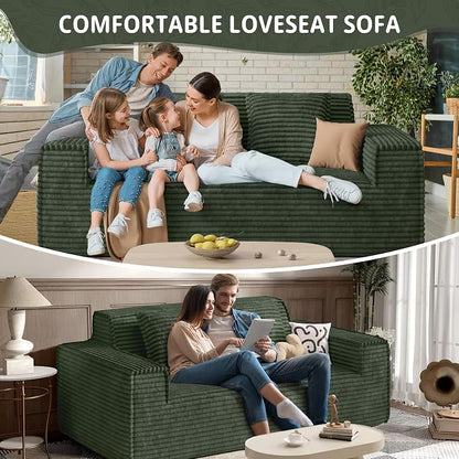 Luxanimarion 75'' Modern Loveseat Sofa, No Assembly Required Comfy Deep Seat Couches 1 pcs for Living Room, Bedroom, Apartment(Green)