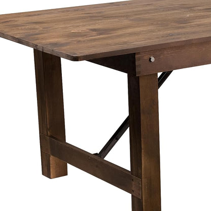 Flash Furniture Hercules Series 9' x 40" Rustic Solid Pine Folding Dining Table, Rectangular Antique Farmhouse Dining and Event Extension Table