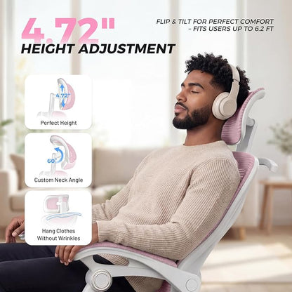 CYKOV Ergonomic Office Chair with Footrest - Adjustable Lumbar Support & Headrest, 90-135° Reclining Mesh Back Computer Chair - Home Office/Gaming, 350lbs Capacity