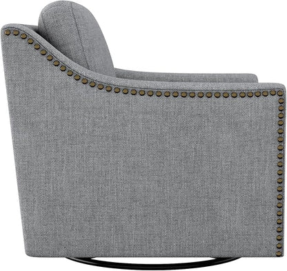 Swivel Accent Chair，Armchair，Bronze Nail Decoration Comfy Living Room Chair,Single Sofa Chair，Reading Chairs,for Living Room Bedroom Reading Apartment (Gray, 1 Gray)