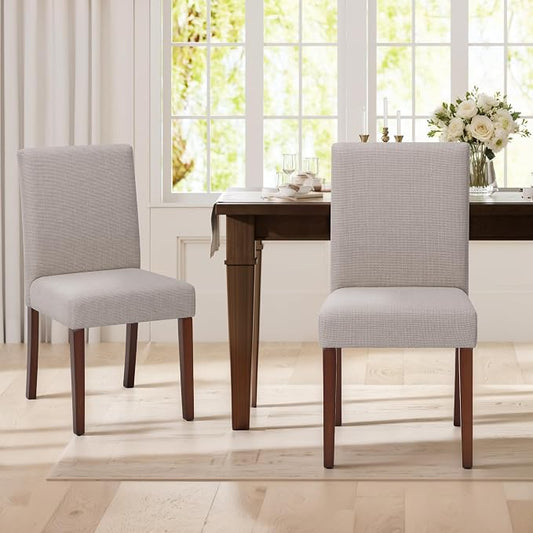 MALOL Upholstered Dining Chairs Set of 2, Modern Fabric Dining Room Chair, Wooden Dining Chair, Kitchen Side Chairs, Farmhouse Dinner Chair with High Back for Kitchen, Brown