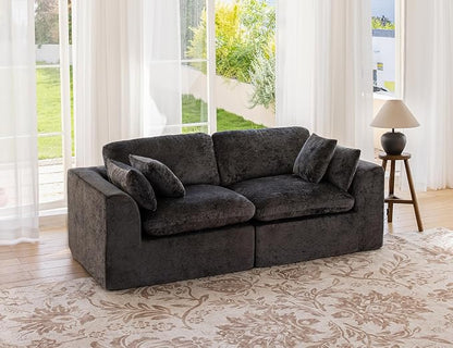 83" Modular Sectional Sofa – Modern Cloud Couch with Deep Chenille Seats, Loveseat Boneless Sofa, Pet-Friendly, No Assembly, Gray (2 Seate)
