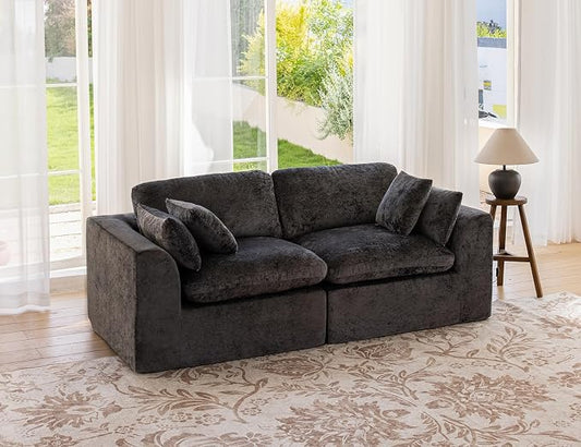 83" Modular Sectional Sofa – Modern Cloud Couch with Deep Chenille Seats, Loveseat Boneless Sofa, Pet-Friendly, No Assembly, Gray (2 Seate)