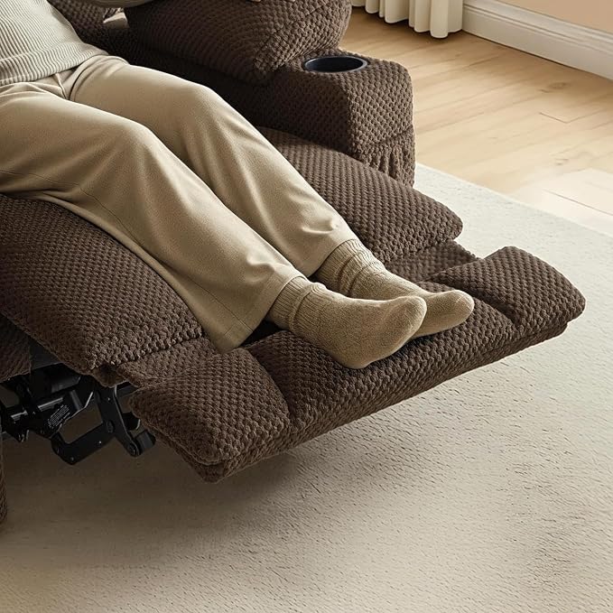 MCombo Oversized Zero Gravity Recliner Chair with Heating and Massage, Power Recliner for Big and Tall with USB & Type C Ports, Cup Holders for Living Room 8017 (Brown, Oversized)