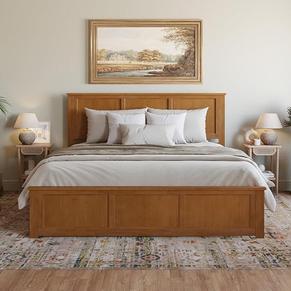 AFI, Madison King Solid Wood Platform Bed with Matching Footboard & Storage Drawers, Light Toffee