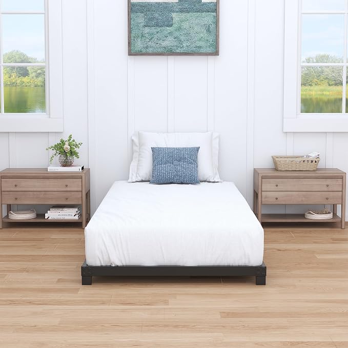 Nailsong 4 Inch Twin Bed Frames Low Profile, Twin Platform Bed Frame No Box Spring Needed, Heavy Duty Metal, Easy Assembly, Black