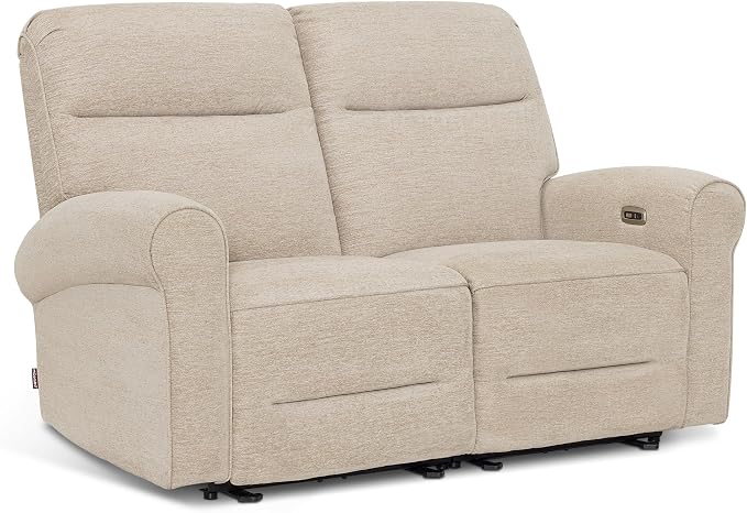 MCombo 64.6" Wall Hugger Power Loveseat Recliner Sofa with USB Ports, Reclining Loveseat for Small Spaces Living Room RV, Fabric PR635M1 (Beige)