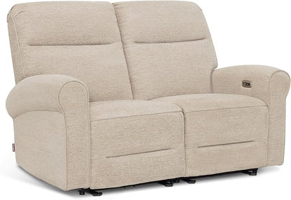 MCombo 64.6" Wall Hugger Power Loveseat Recliner Sofa with USB Ports, Reclining Loveseat for Small Spaces Living Room RV, Fabric PR635M1 (Beige)