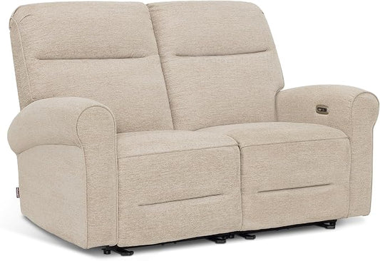 MCombo 64.6" Wall Hugger Power Loveseat Recliner Sofa with USB Ports, Reclining Loveseat for Small Spaces Living Room RV, Fabric PR635M1 (Beige)