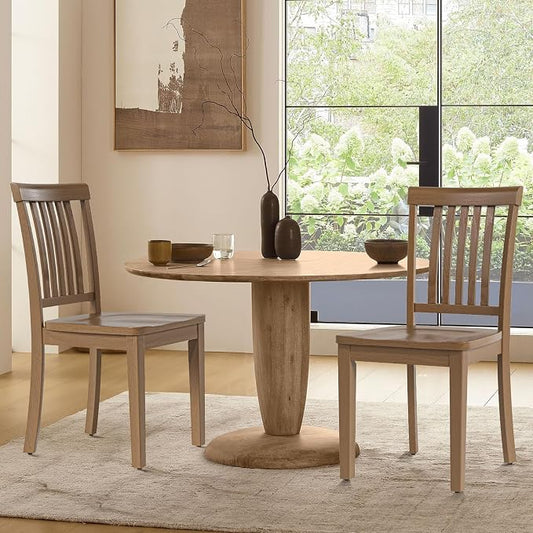 COLAMY Wooden Dining Chairs Set of 2, Farmhouse Dining Room Chairs, Windsor Spindle High Back Side Chairs, Armless Rubberwood Kitchen Table Chairs, Light Brown