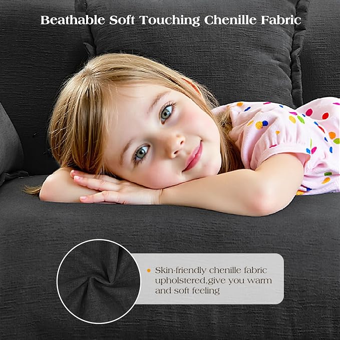 113.8" Modular Sectional Sofa,Cloud Couch for Living Room,Modern Deep Seat Sofa 5 Seater Chenille Fabric Comfy L Shaped Couches with Throw Pillows for Apartment