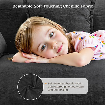 113.8" Modular Sectional Sofa,Cloud Couch for Living Room,Modern Deep Seat Sofa 5 Seater Chenille Fabric Comfy L Shaped Couches with Throw Pillows for Apartment