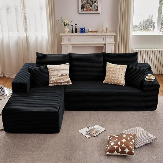 95" Cloud Sectional Couch with L-Shape Chaise, Modern Cloud Couch with Deep Seat, Modular Sectional Couches for Living Room, Apartment, Office, No Assembly Required