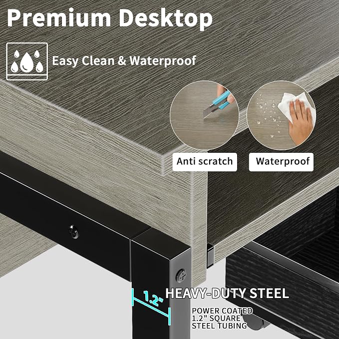 ALISENED 31.5" Small Computer Desk with Hutch, Office Desk Study Table Writing Desk Workstation PC Table for Home Office, Space Saving Design