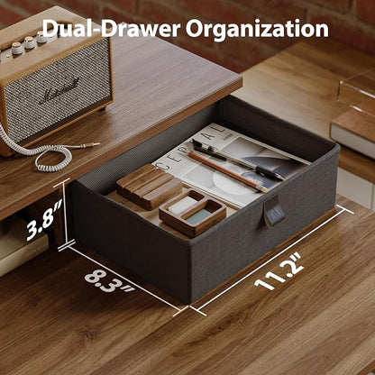 Agilestic 48 x 24 Inches Electric Standing Desk with 2 Storage Drawers, Adjustable Height Sit and Stand Computer Table with Splice Board, Dark Walnut