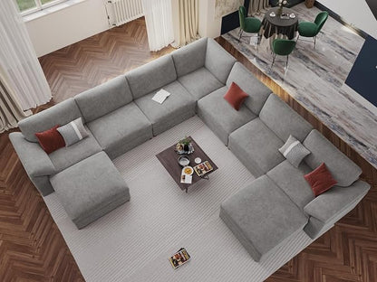 EASE MOOSE Oversized Sectional Modular Sofa,Comfortable Modern U Shape Sectional Couch Wide Deep seat Sectional Sofa,Grey