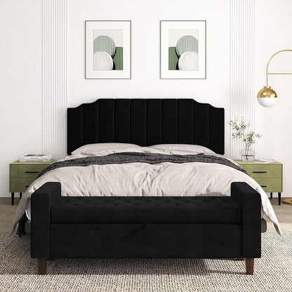 Befurtori King Size Headboard Only, Velvet Wall Mounted Headboard King for Adjustable Bed Modern Upholstered Head Board Easy Assembly, Black