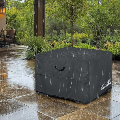 ULTCOVER Patio Fire Pit Table Cover Square 40 inch Outdoor Waterproof Fire Bowl Cover, Black