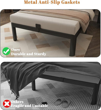 Black 10 Inch Twin Bed Frames, Metal Bed Frame Twin Size with Baffles, No Box Spring Needed, Rounded Corner Legs, Heavy Duty Steel Platform Support, Reserved Holes, Storage Space, Noise Free