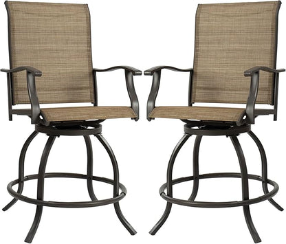 Kozyard Isabella Outdoor Swivel Bar Stools, Counter Height Patio Swivel Chairs with Textilene Seat, Outdoor Bar Height Chairs for Backyard, Bistro, Patio Bars, Beige