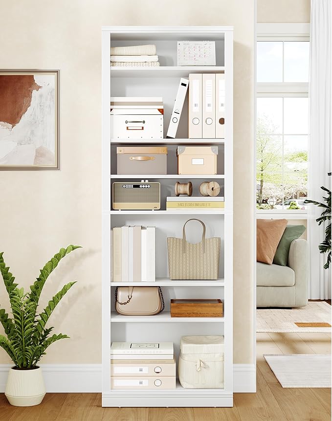Hzuaneri Shoe Storage Cabinet, 10 Tiers Freestanding Shoe Cabinets, Wooden Shoes Rack with Cubby, 27-30 Pairs, Farmhouse Tall Shoes Cubby Organizer for Entryway, Living Room, White SR52603X