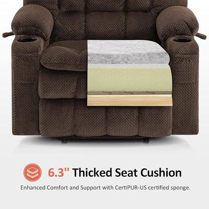 MCombo Extra Wide Dual Motor Power Lift Recliner Chair for Elderly, Zero Gravity Lift Chair with Heat and Massage, Infinite Position Recliners for Big Man, USB Ports, Fabric R7897 (Mocha, Medium-Wide)