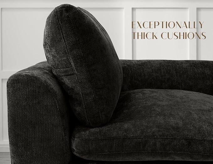 ohllob Oversized Sectional Couches for Living Room, Cloud Boneless Couch, 7 Seater Large Modular Sectional Sofa, Black