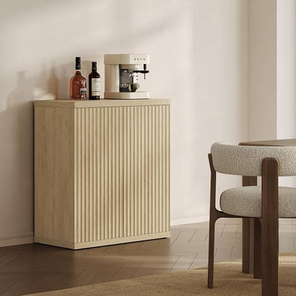 SICOTAS Buffet Cabinet with Storage Accent Sideboard Modern Credenza with Doors & Shelves Fluted Media Console Mid Century Coffee Bar Table for Living Room Kitchen Dining Room Hallway