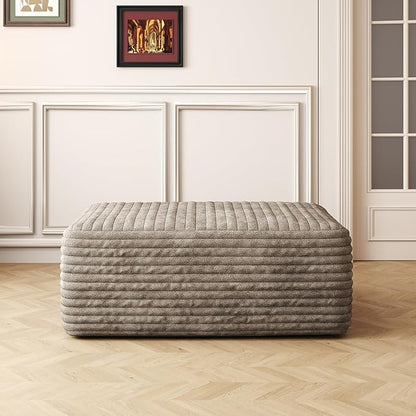 135" U Shaped Boneless Couch with Ottoman, Convertible Sleeper Compression Sofa, Corduroy Couch Sectional for Living Room Bedroom, Deep Seat Foam Cloud Sofas No Assembly, Right Facing Chaise, Camel