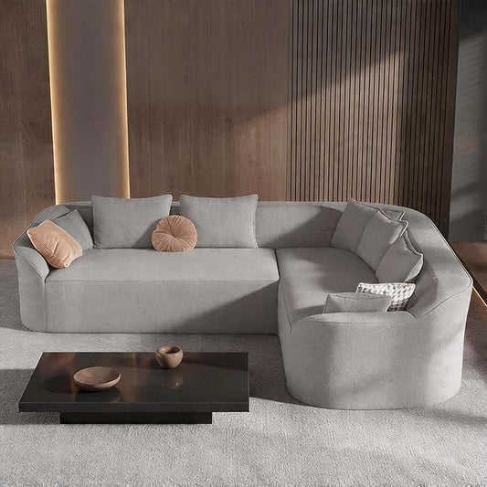 Vesgantti Luxury Modern Curved Sectional Sofa, Oversized Chenille Cloud Couch for Living Room, Comfy L-Shaped Boneless Sofa with Extra Deep Seat, Tool-Free Assembly, Charcoal Gray