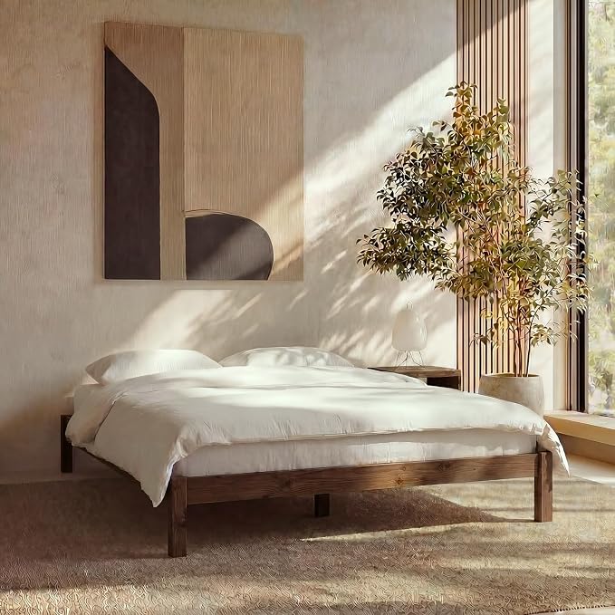 LIFEMENT King Bed Frame Classic Wood Platform, Noise Free, Under Bed Storage, No Box Spring Needed, Easy Assembly, Espresso