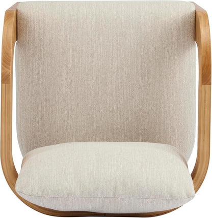 Christopher Knight Home Yorick Modern Dining Chair Set of 2 with Cushion, Solid Wood Dining Room Armchair Set, Curved Backrest Kitchen Side Chair, Living Room Comfy Extra Seat, Natural+Beige