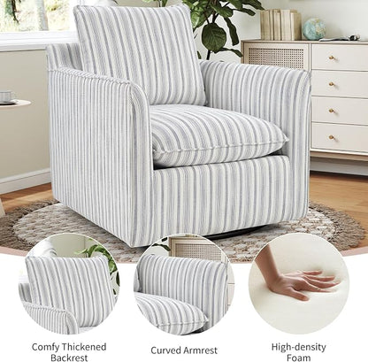 INZOY Swivel Accent Chair Set of 2, Upholstered Square Chair, Swivel Barrel Reading Chair with Thick Padded Backrest Cushion for Living Room Bedroom Small Space, Grey