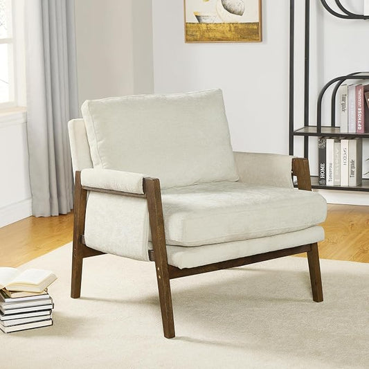 Roundhill Furniture Kelly Mid-Century Modern Accent Armchair, White