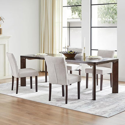 Watson & Whitely Modern Upholstered Dining Chairs, Set of 4, Fabric in Grey | Solid Wood Legs, Padded Seat, Low Back, Modern Armless Parsons Chair for Kitchen, Dining Room, Restaurant