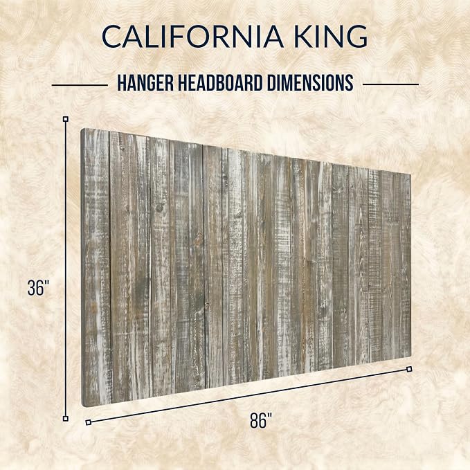 Barn Walls California King Wood Headboard - Graywash Farmhouse Design - Wall Mounted Floating Headboard for Cal King Size Bed - Handcrafted Solid Wood - Easy No-Drill Installation